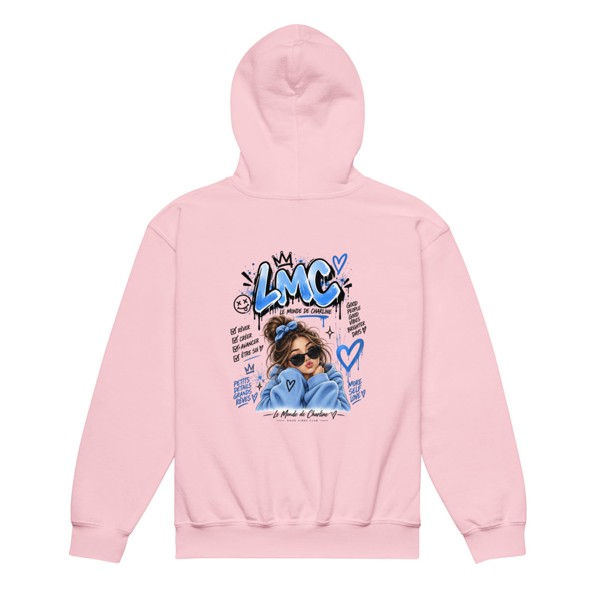 Sweat à capuche enfant LMC rose clair – Le Monde de Charline