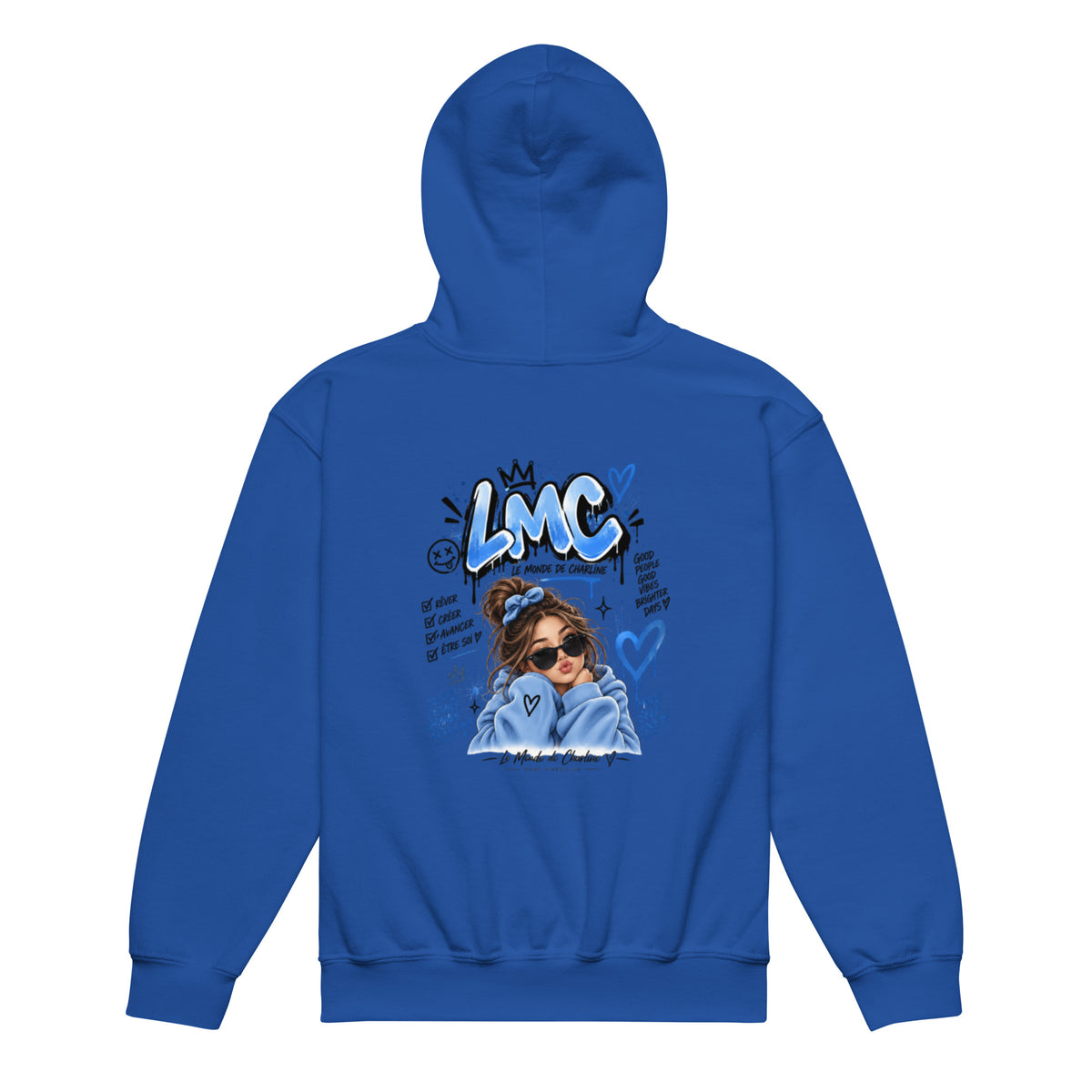 Sweat à capuche enfant LMC bleu roi – Le Monde de Charline